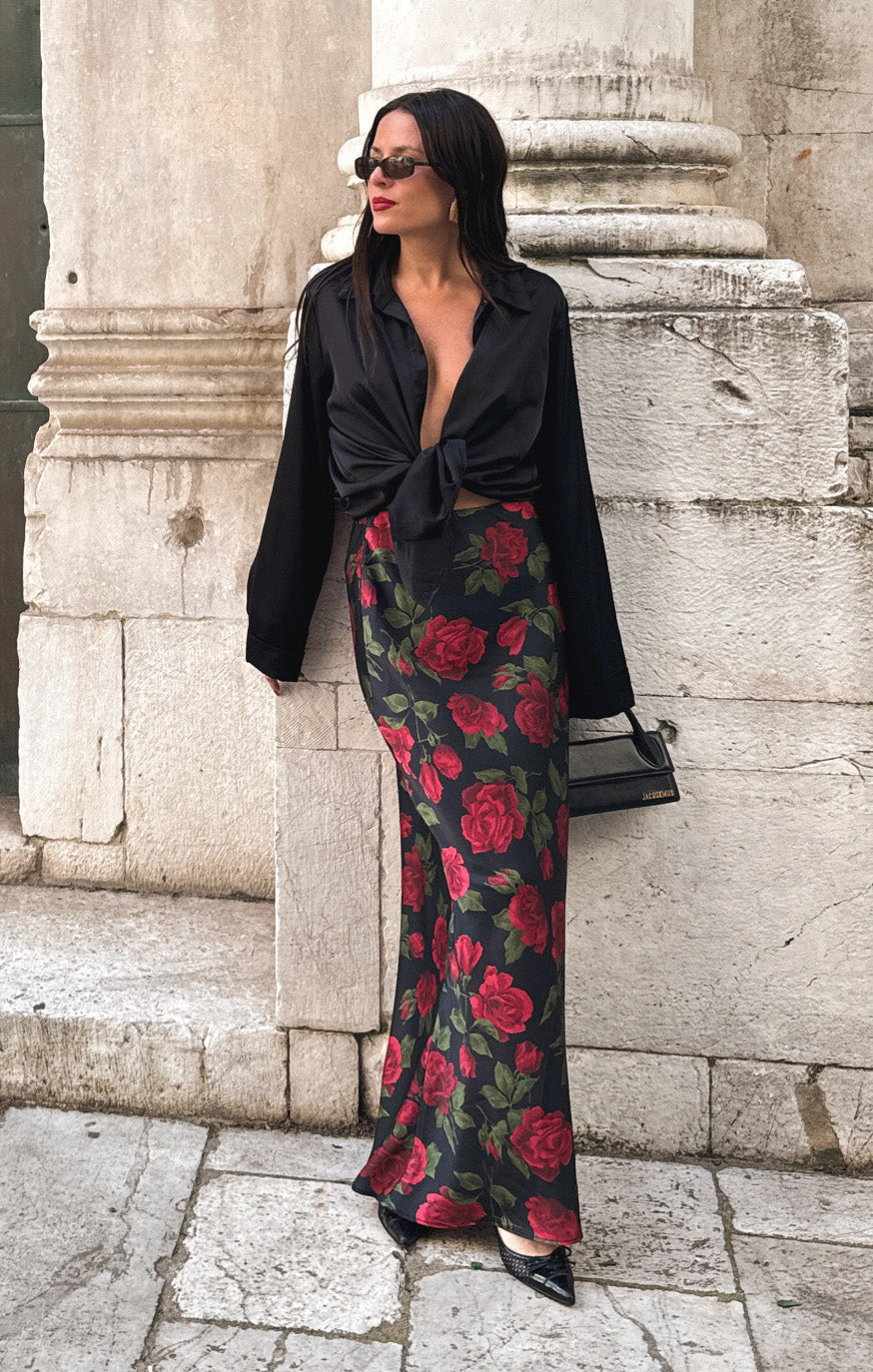 Romantic Maci Maxi Skirt with Elastic Waistband | Send Me Roses