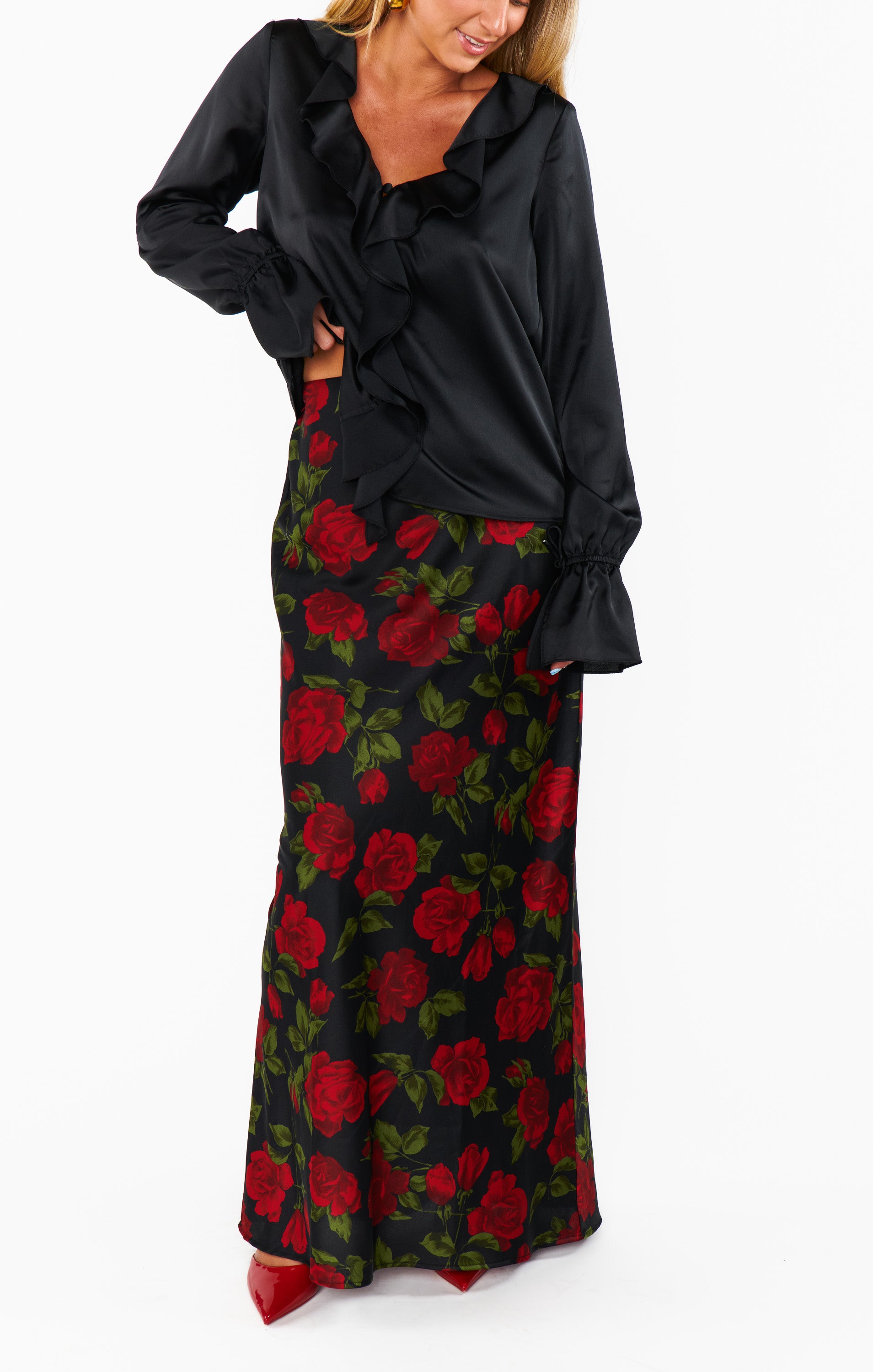 Romantic Maci Maxi Skirt with Elastic Waistband | Send Me Roses