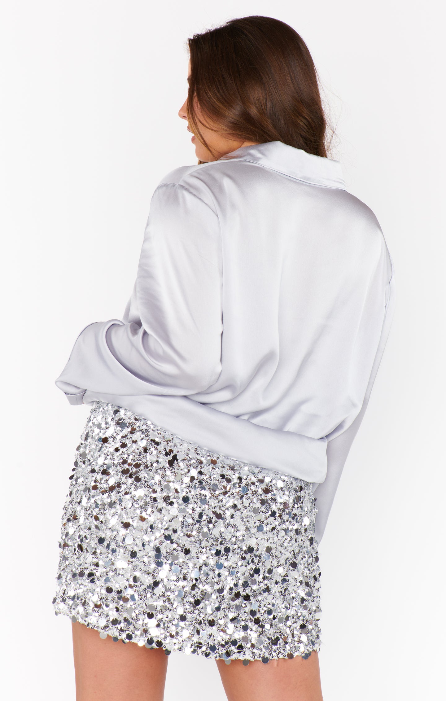 Silver Metallic Sequin Skort for Night Out | All Night Skort