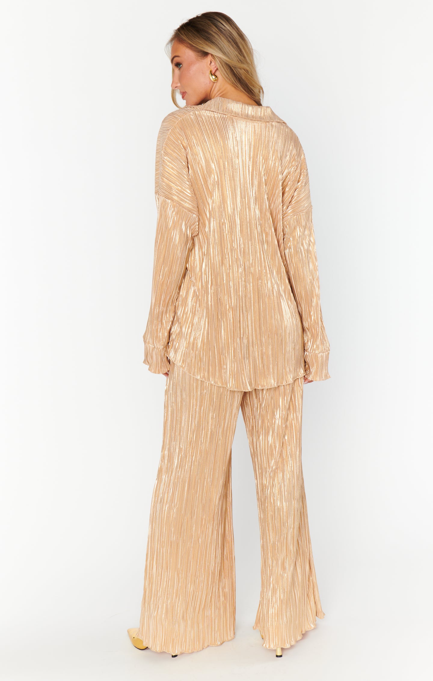 Retro Gold Pleat Pants for Parties | Everywhere Pants