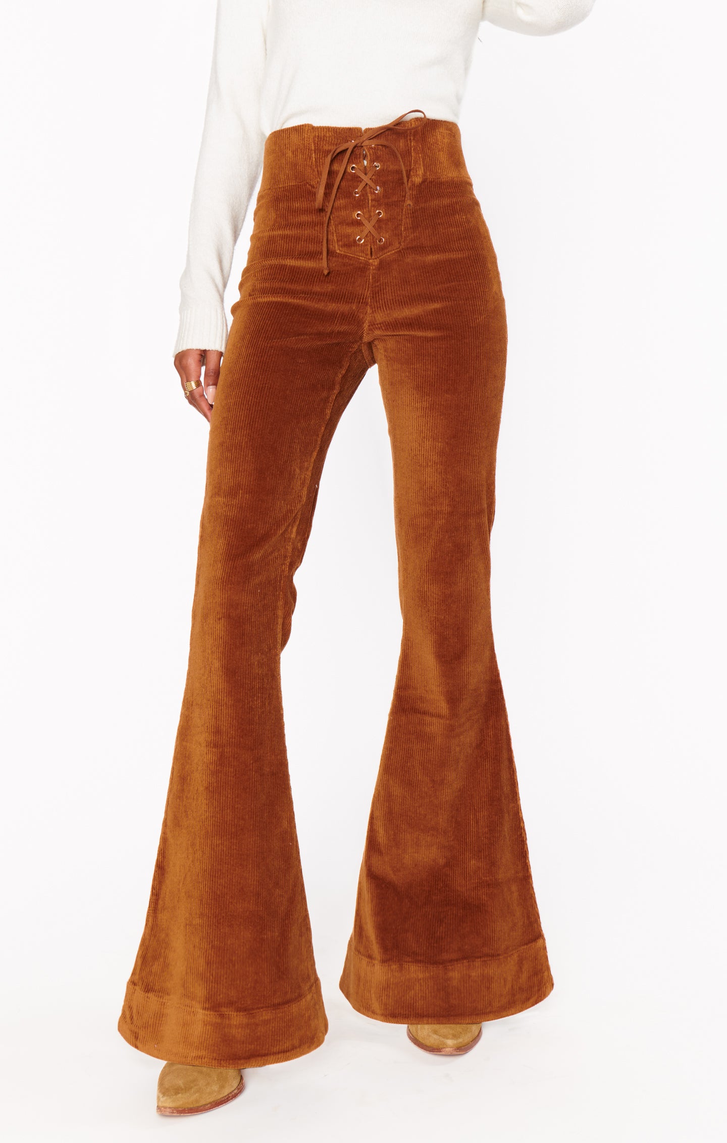 High Rise Flare Corduroy Pants with Stretch | Cam Cam Bells