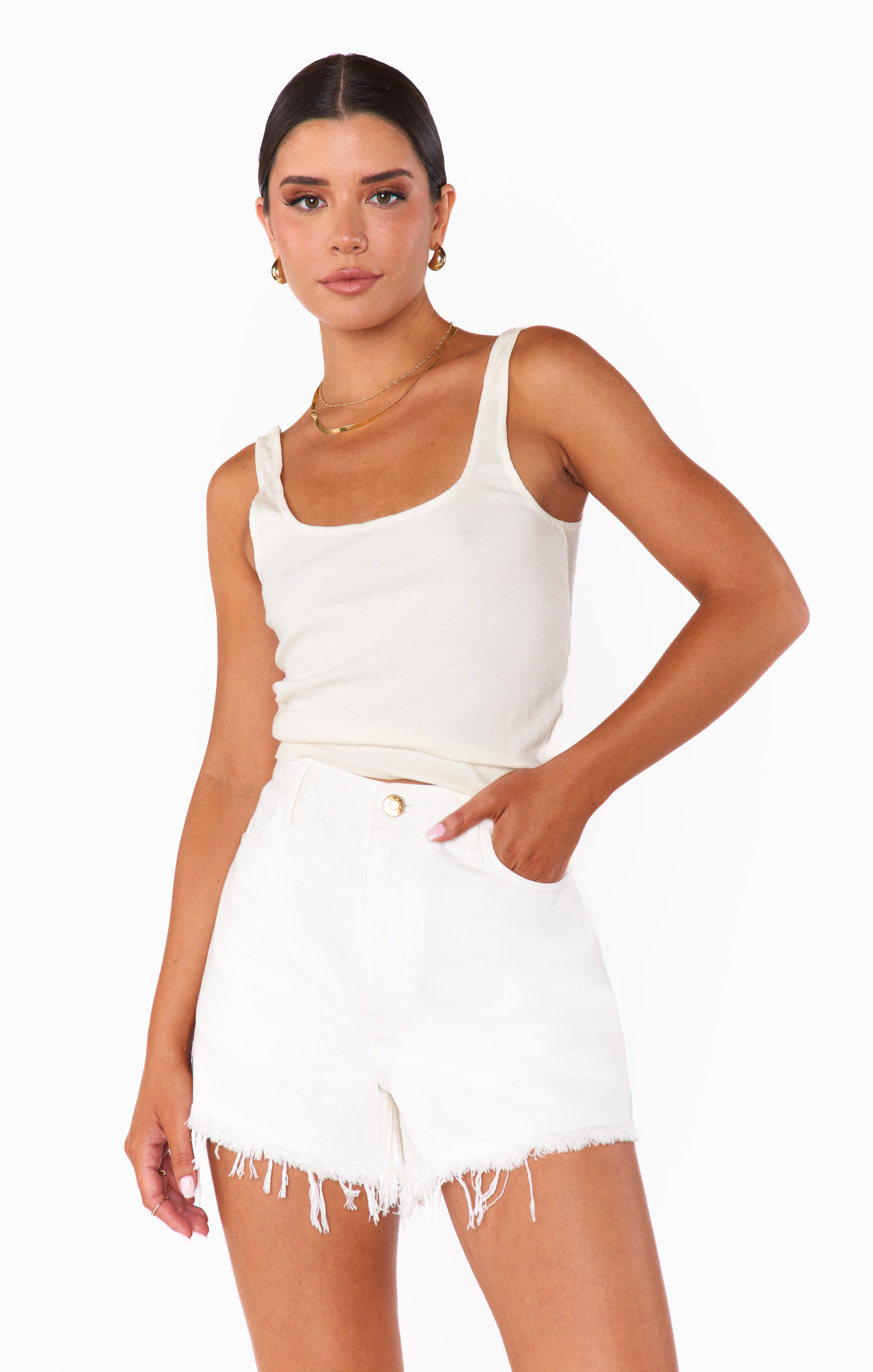 High-Rise Denim Shorts with Raw Cut Hem | Seasalt Powell