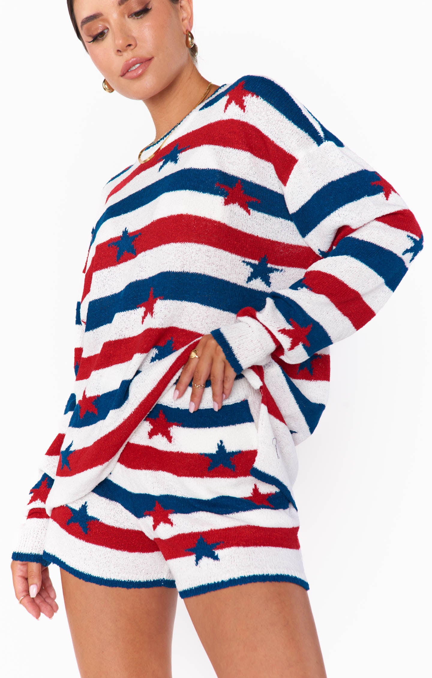 Comfortable Knit Shorts with Elastic Waistband | Boardwalk Star Spangled