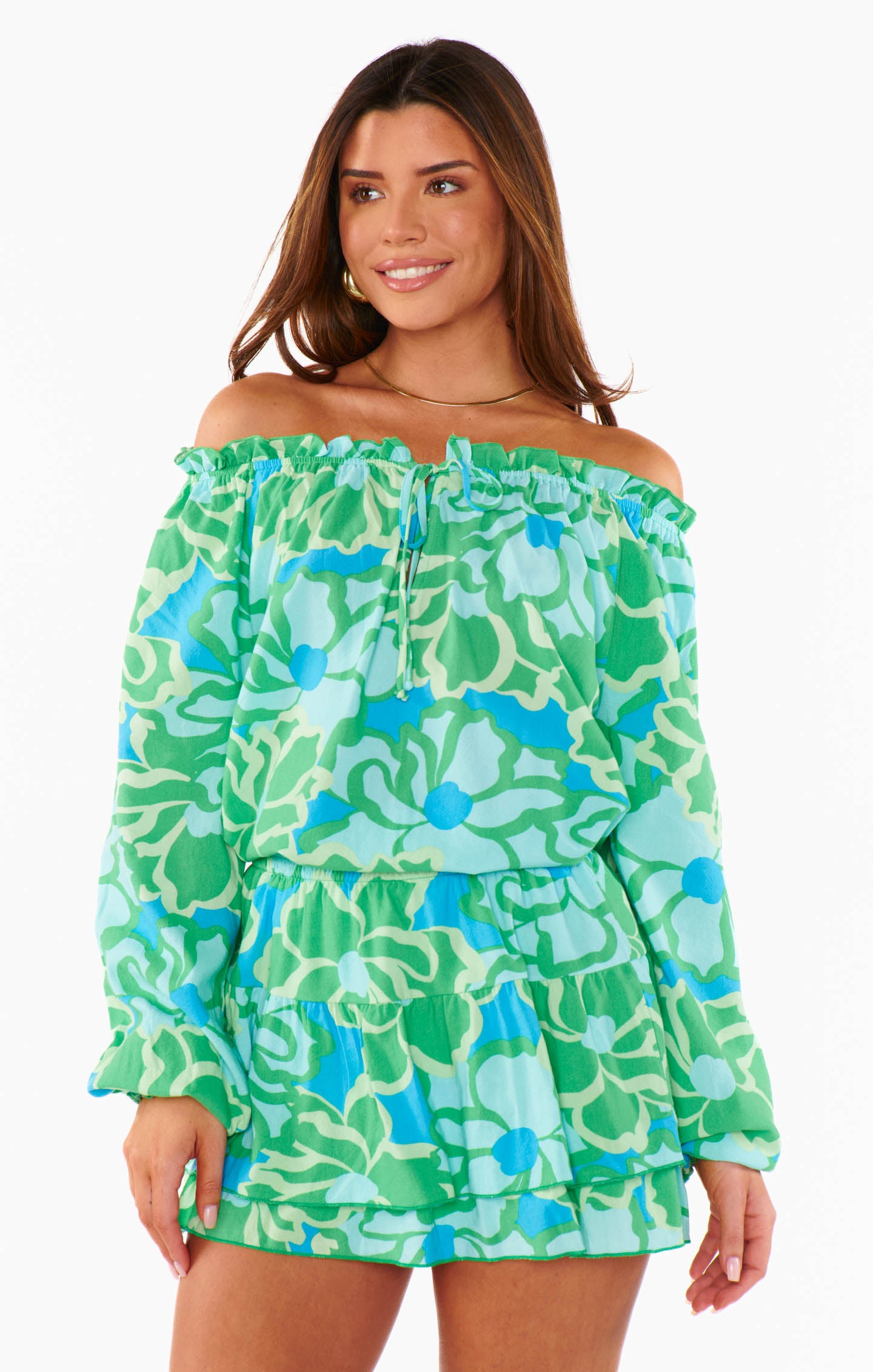 Floral Print Skort with Shorts & Ruffled Skirt | Nat Abstract Poppy