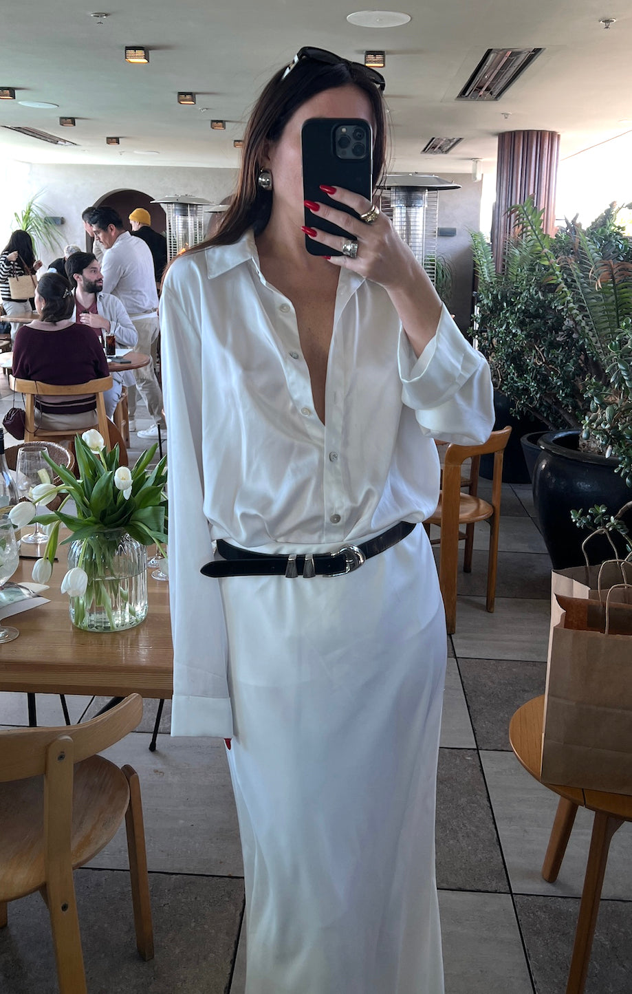 Luxe Satin Maxi Skirt with Elastic Waist | Ivory Slip Skirt