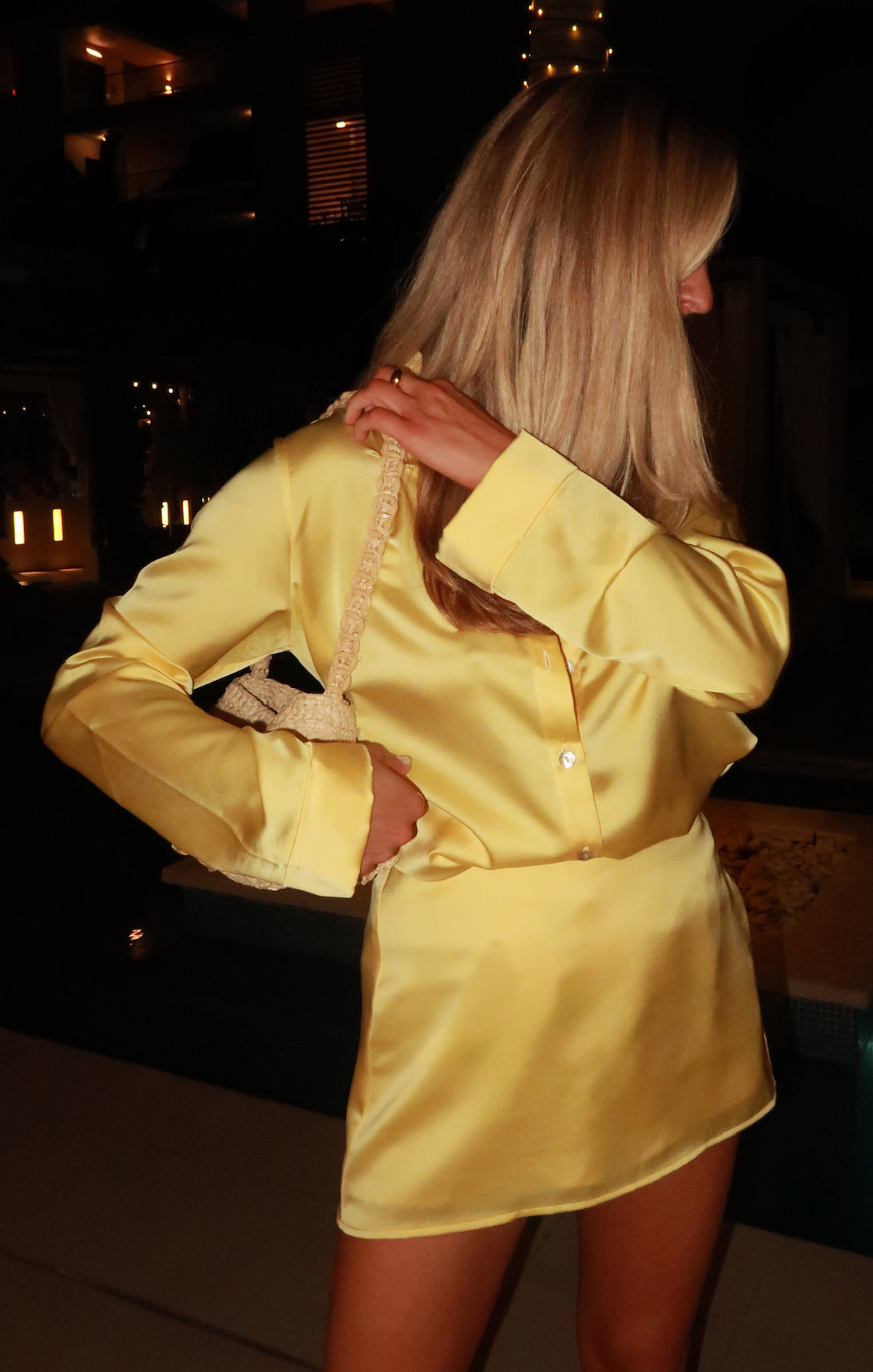 Yellow Luxe Satin Skort with Shorts | All Night Skort