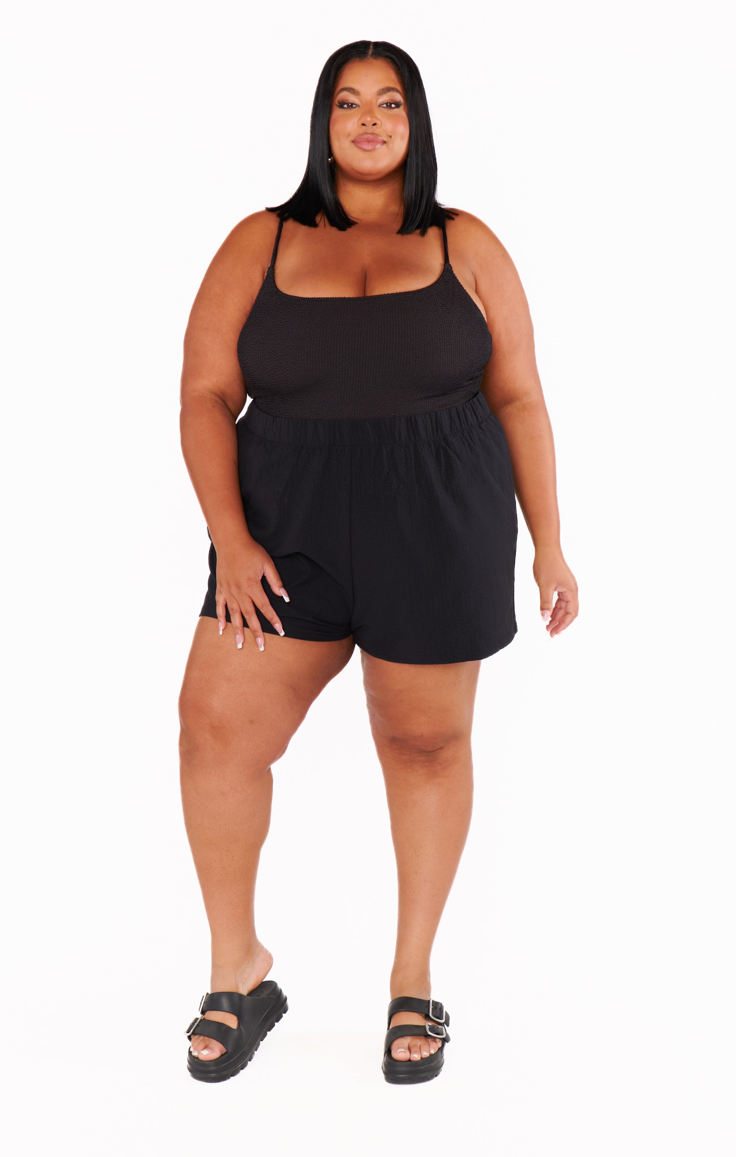 High Waist Black Crinkle Shorts | Flowy & Comfortable | Hendrix