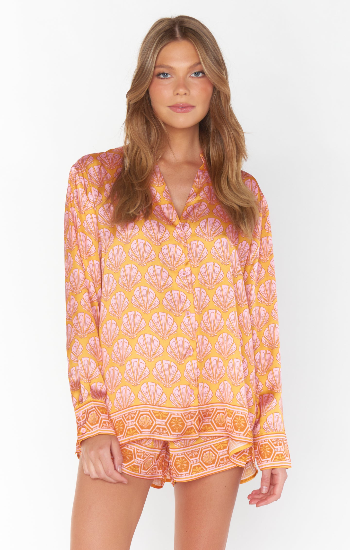 Silk Pajama Set with Shell Print for Women | Early Riser