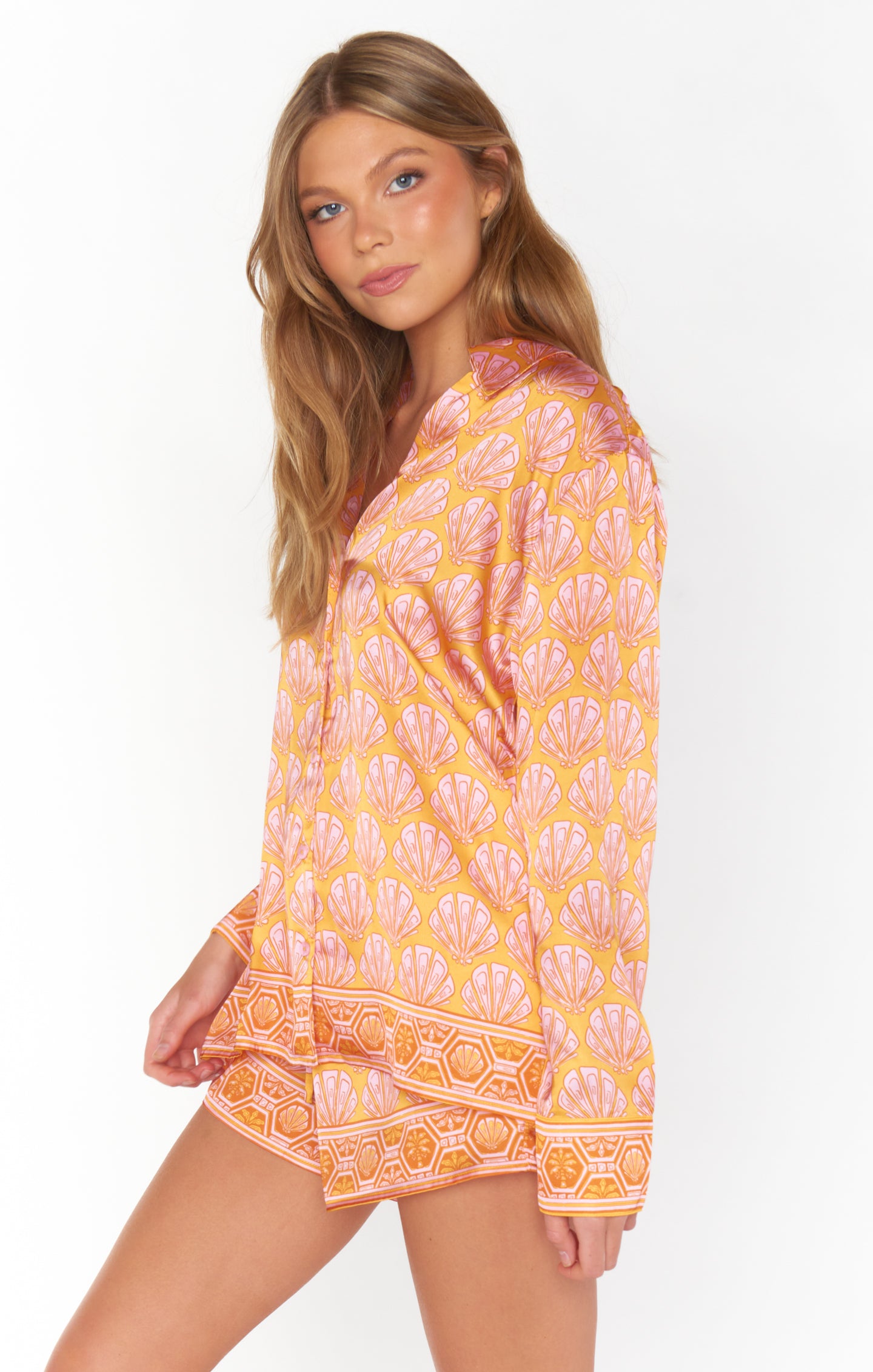 Silk Pajama Set with Shell Print for Women | Early Riser