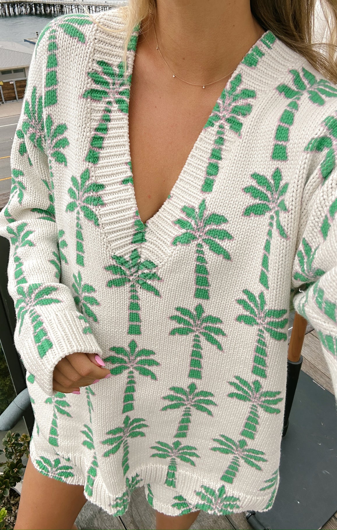 Cozy V-Neck Knit Sweater for Women | Gilligan Palm Knit