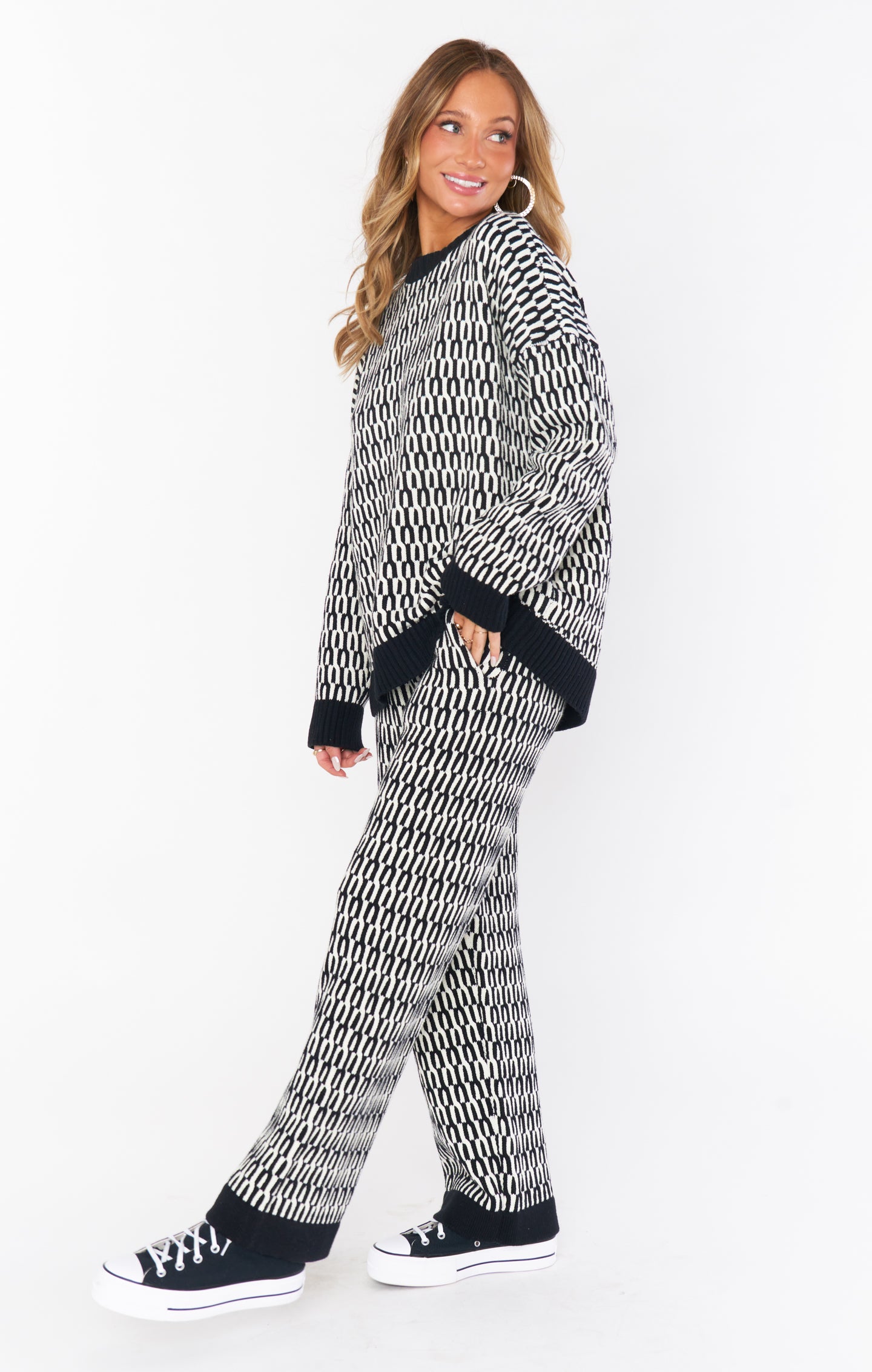 Comfy Lounge Pants with Culotte Style & Soft Knit | Samson Metro Geo