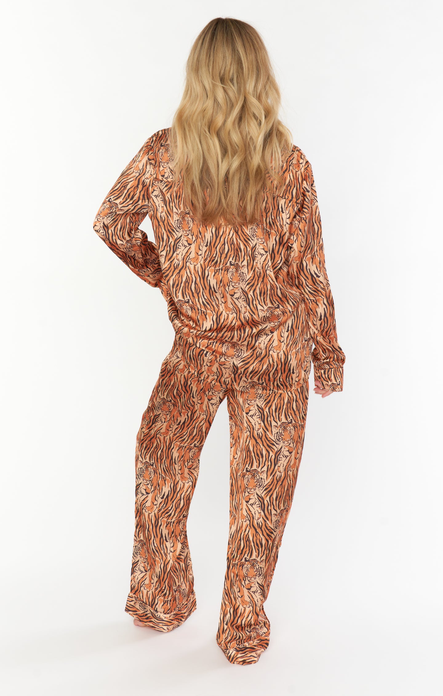 Silky Button-Down Pajama Set with Drawstring Waist | Royal Tiger