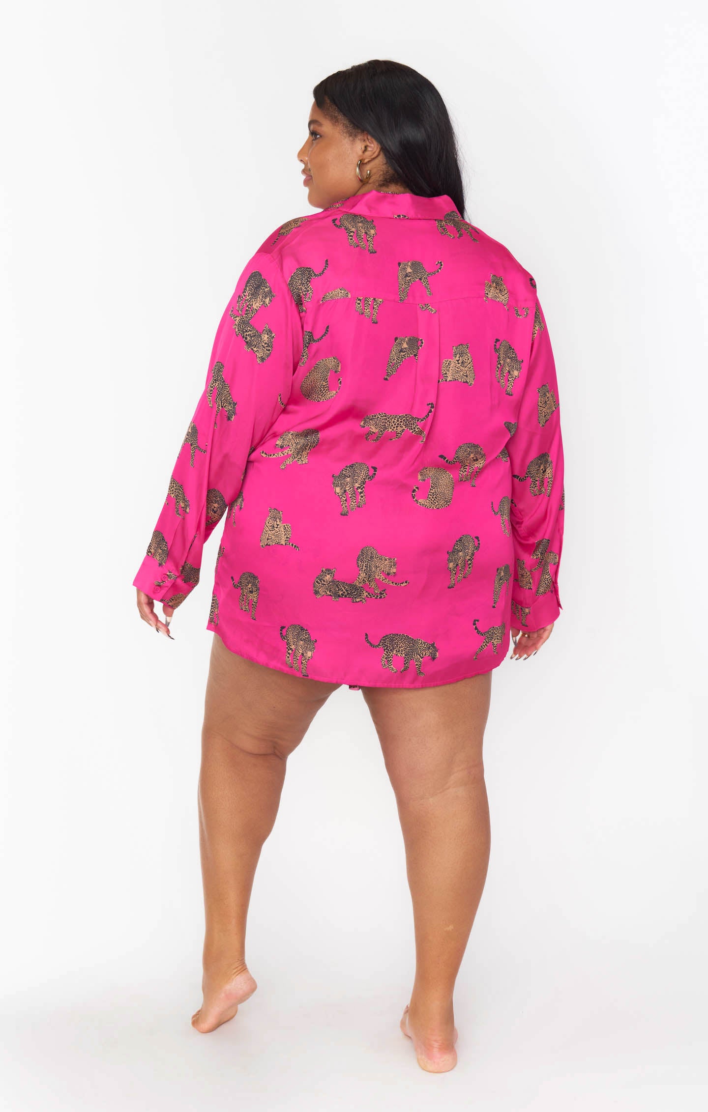 Silky Cheetah Print Pajama Set for Women | Fuschia Feline Fine