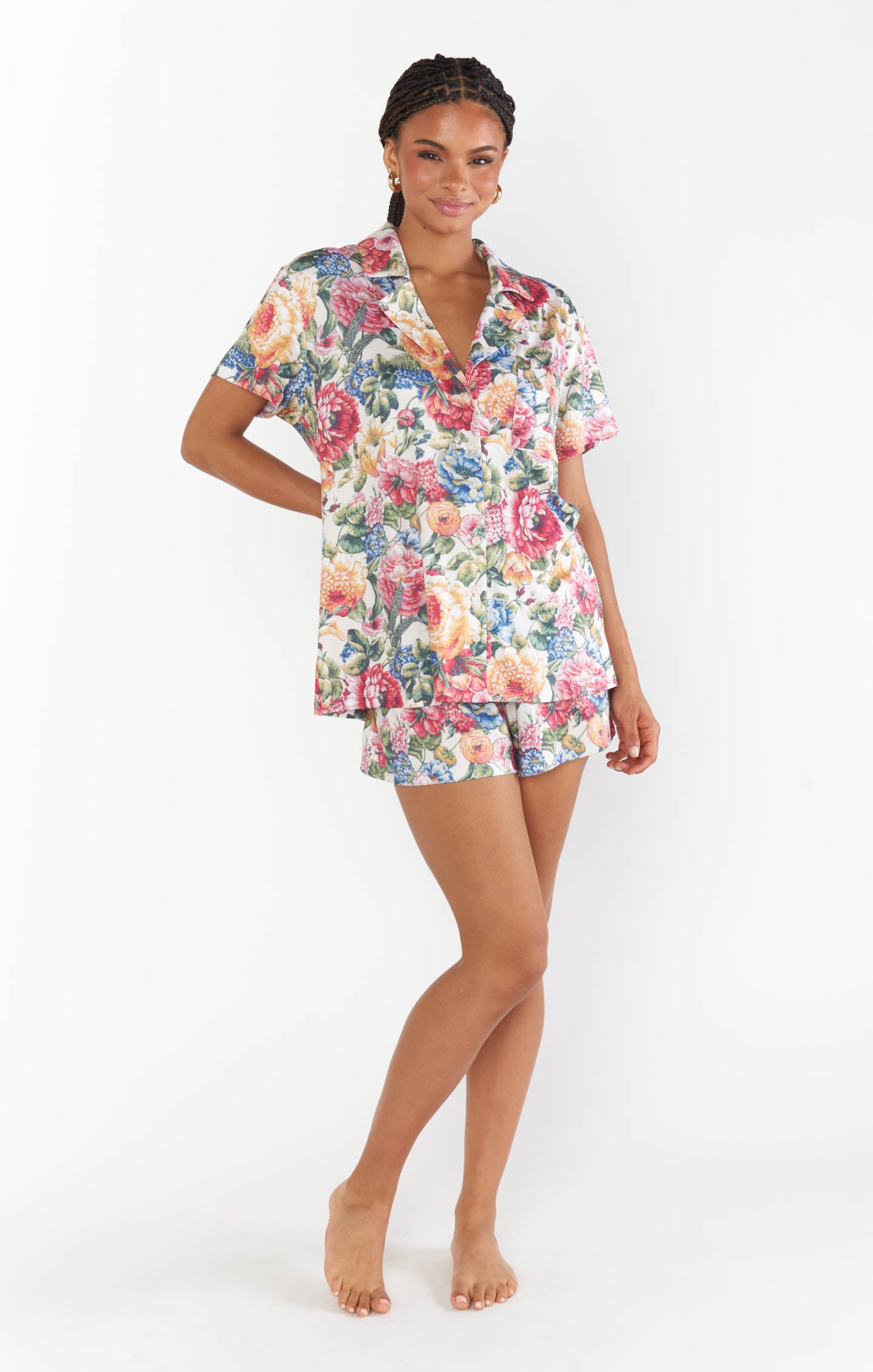 Floral Sleep Set with Pocket & Button-Down Top | Dusty Meadows