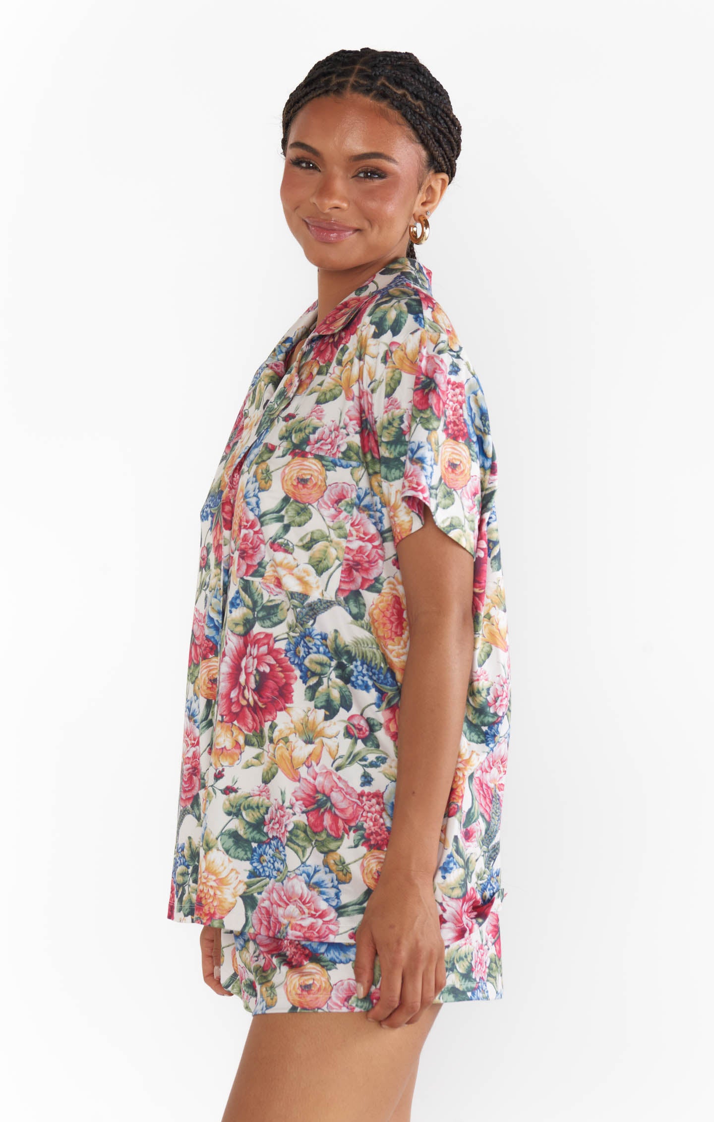 Floral Sleep Set with Pocket & Button-Down Top | Dusty Meadows