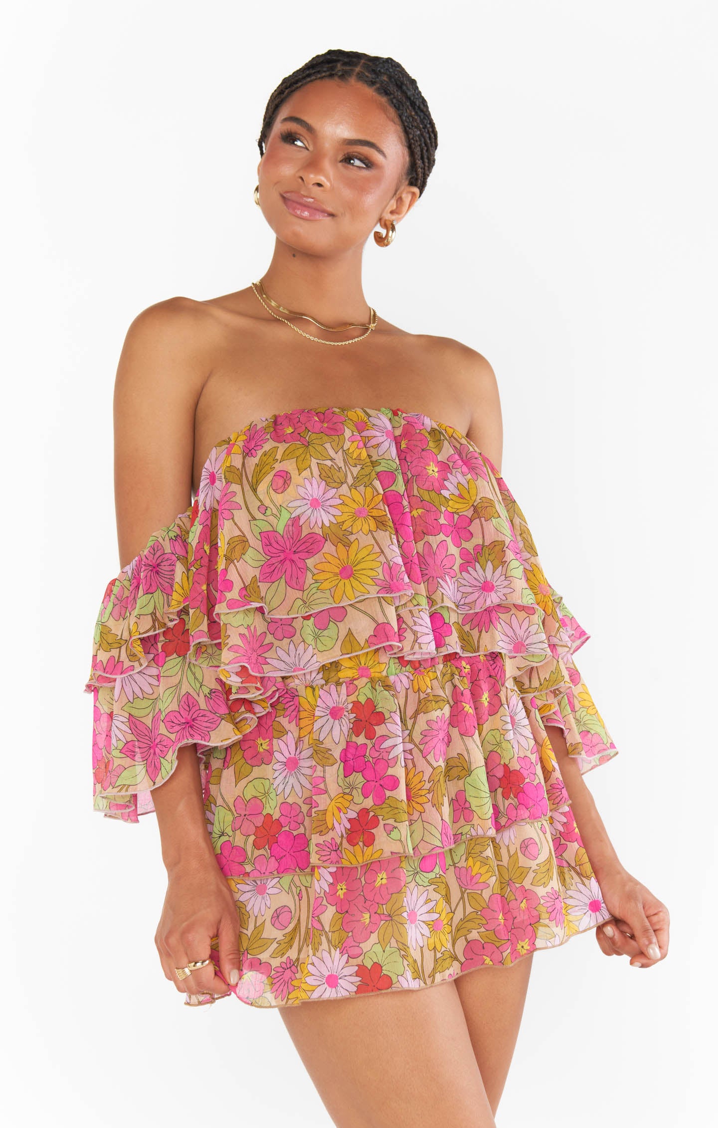Floral Mini Skort with Elastic Waist | Aiden Carnaby