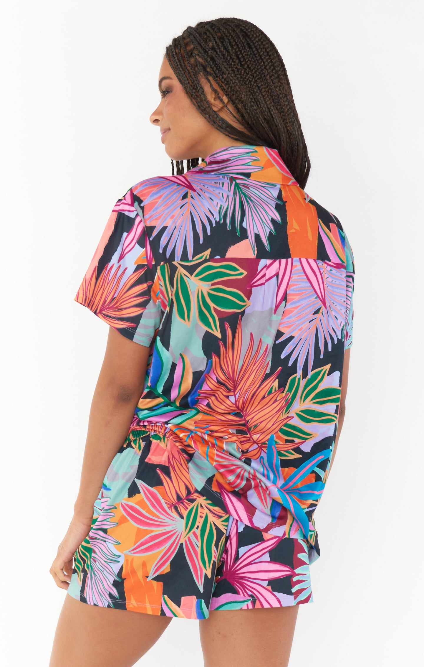 Tropical Print Sleep Set with Pocket & Button Down Top | Sunday Morning