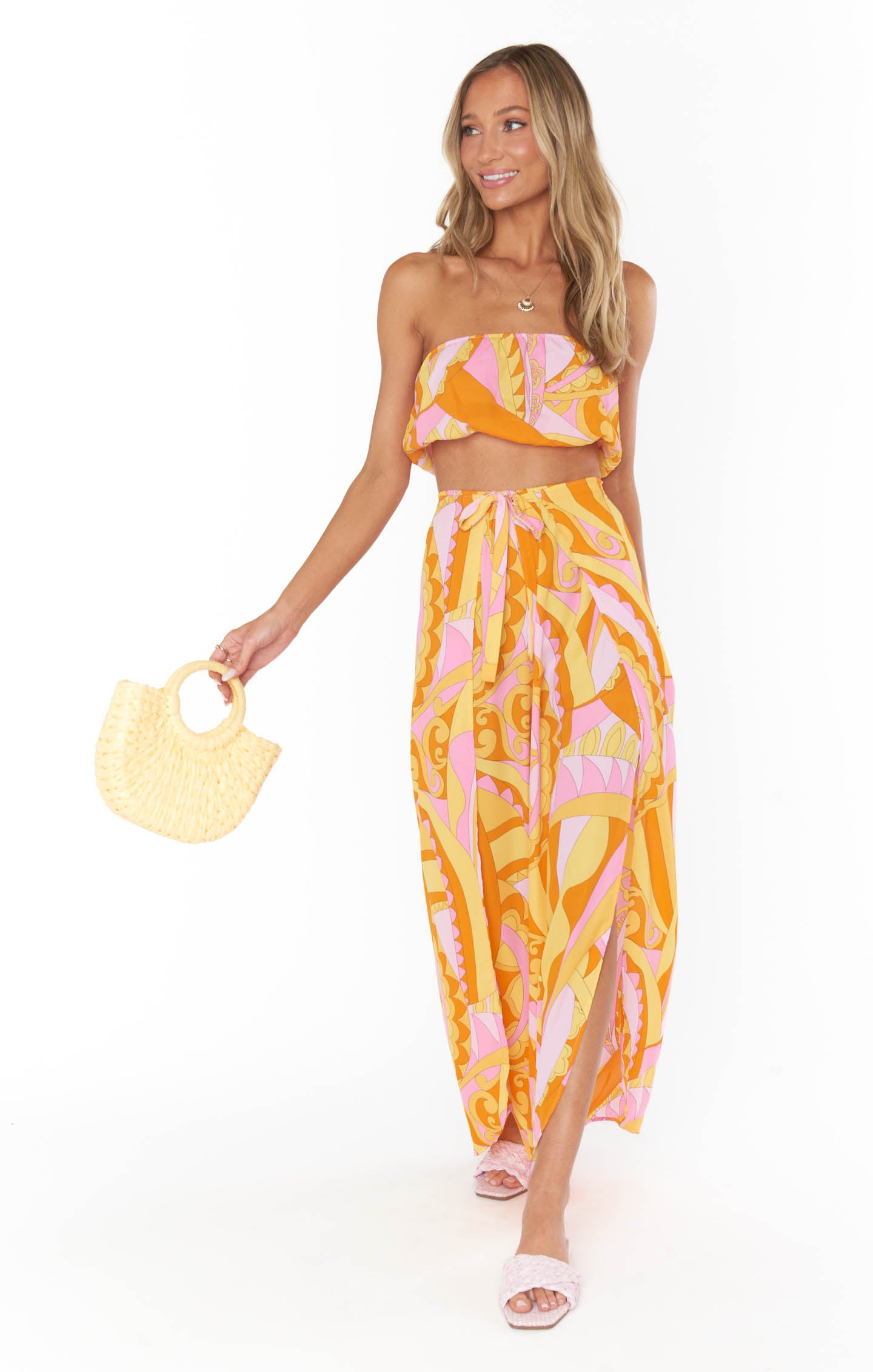 High Waisted Vacation Pants with Slits & Tie Waist | Limbo Caribbean