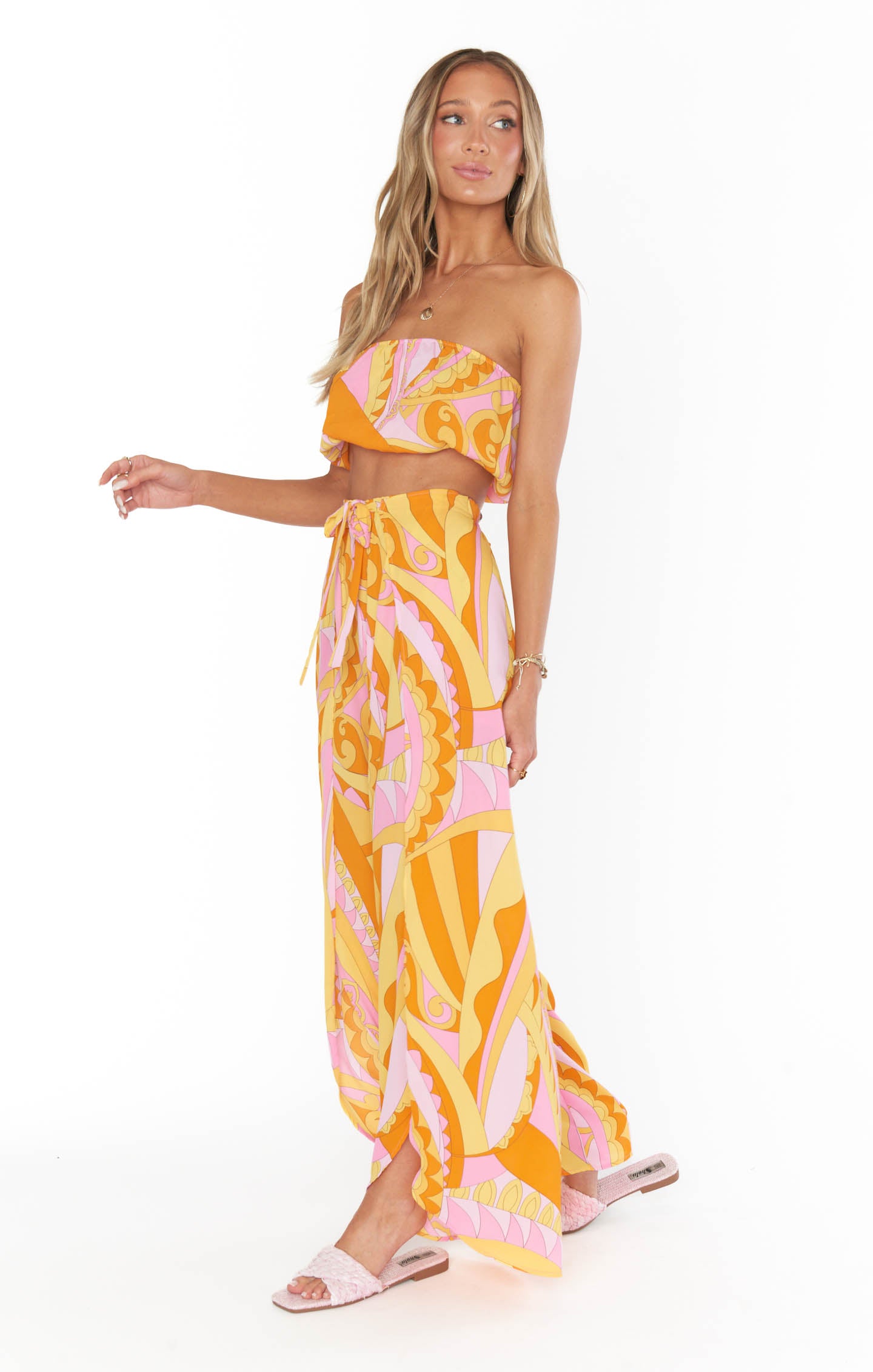 High Waisted Vacation Pants with Slits & Tie Waist | Limbo Caribbean