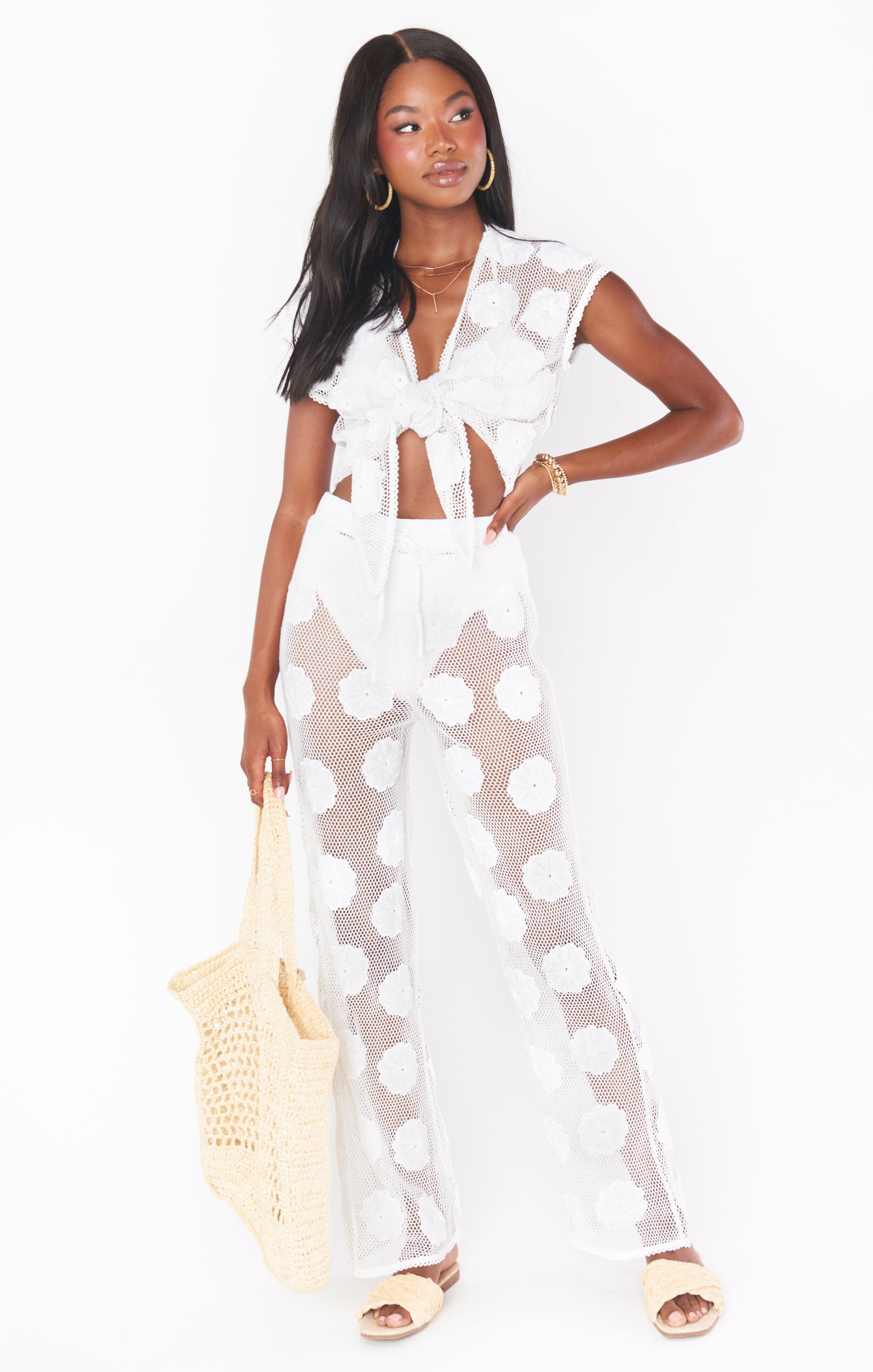 Washed Ashore Beach Pants with Wildflower Mesh | Poolside Coverup