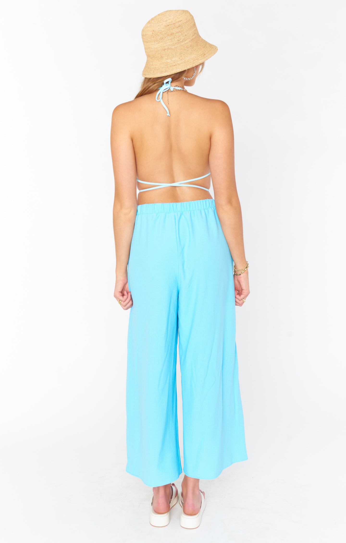 Sky Blue Loose Flowy Pants for Relaxation | Kick Back
