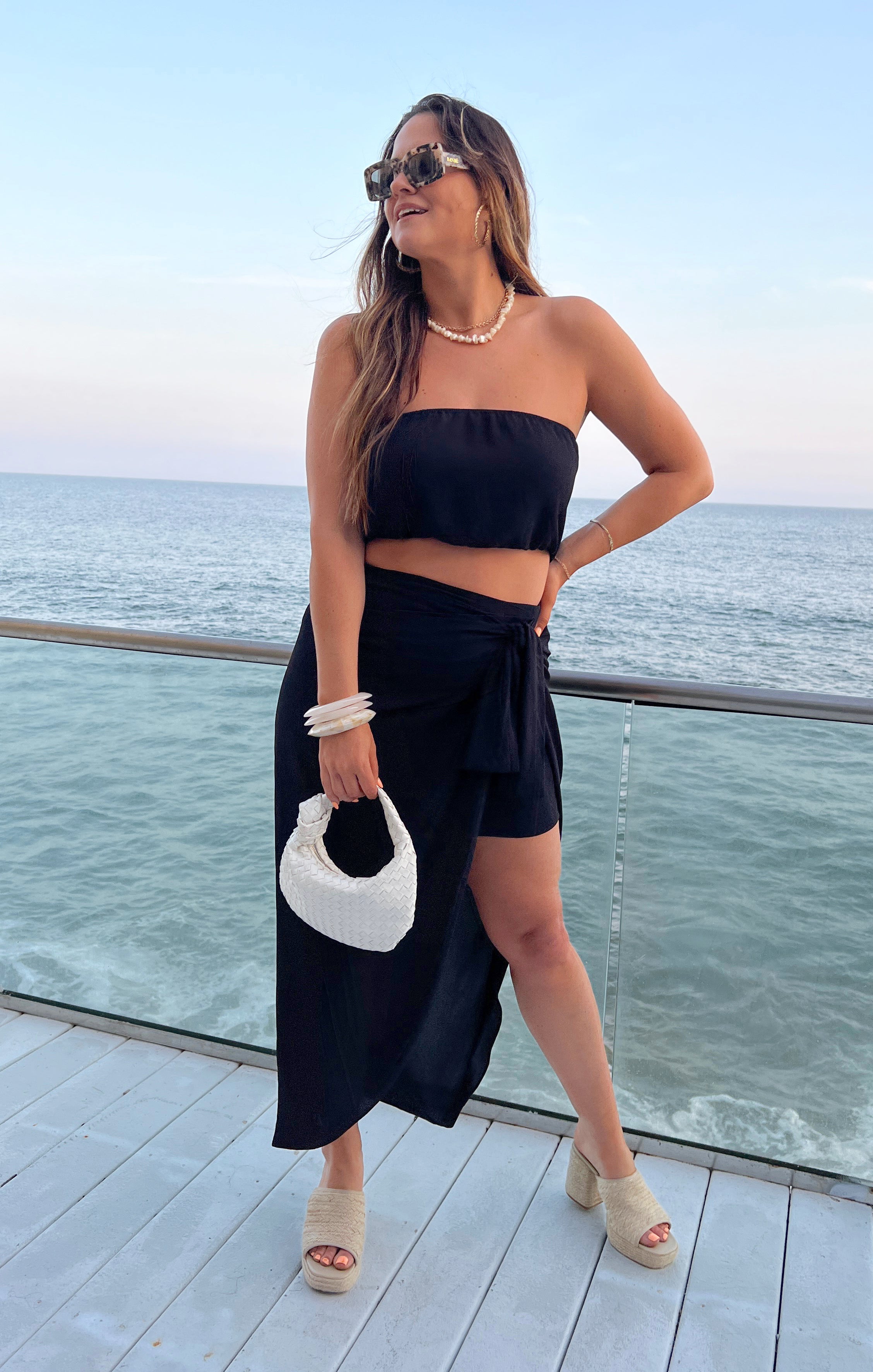 Black Wrap Skirt with Mini Slip & High-Low Layer | Wrap Me Up