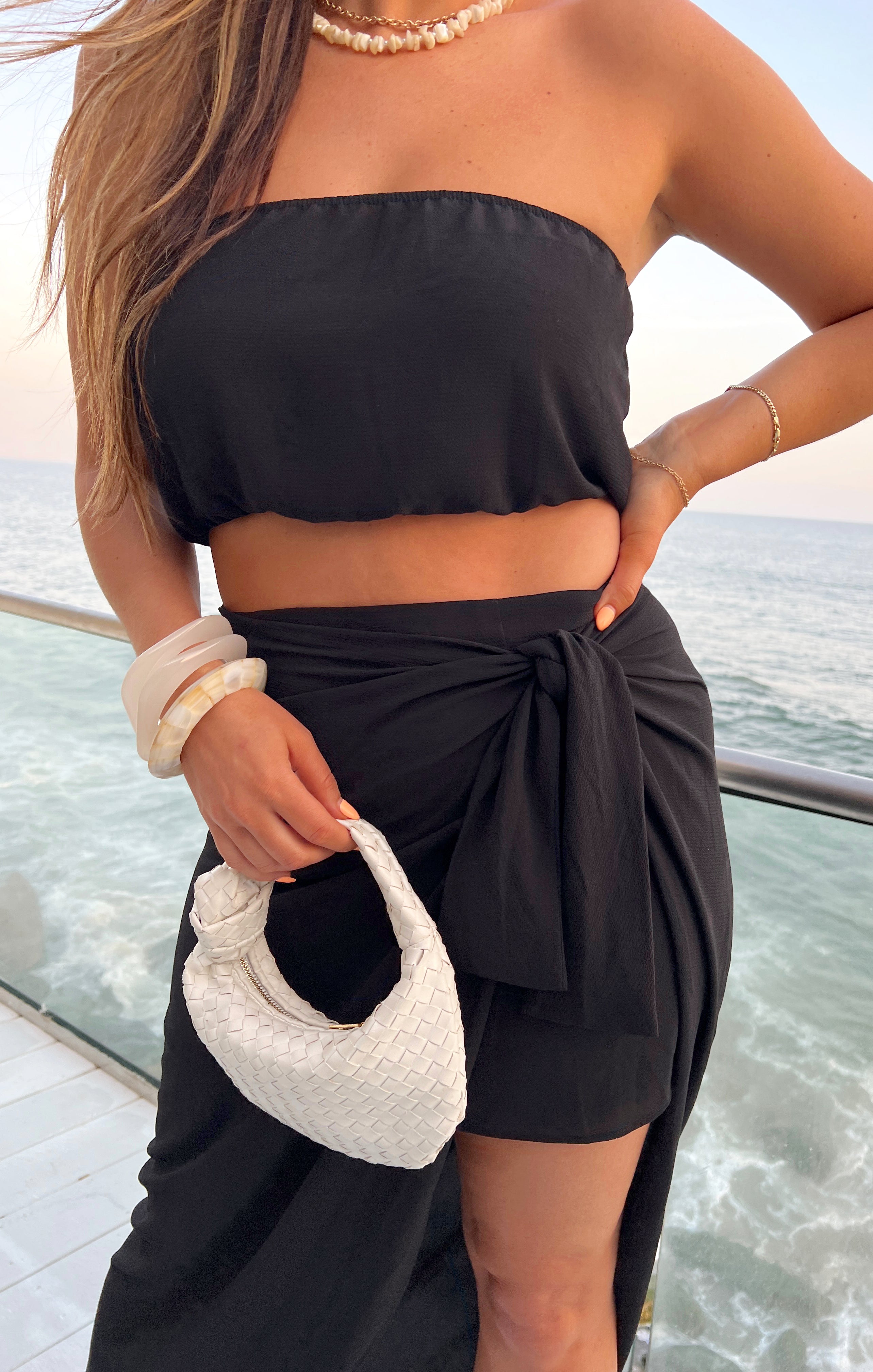 Black Wrap Skirt with Mini Slip & High-Low Layer | Wrap Me Up