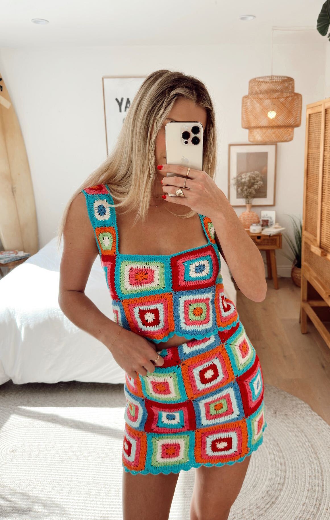 Rainbow Crochet Micro Mini Skirt with Elastic Waistband | Pisces