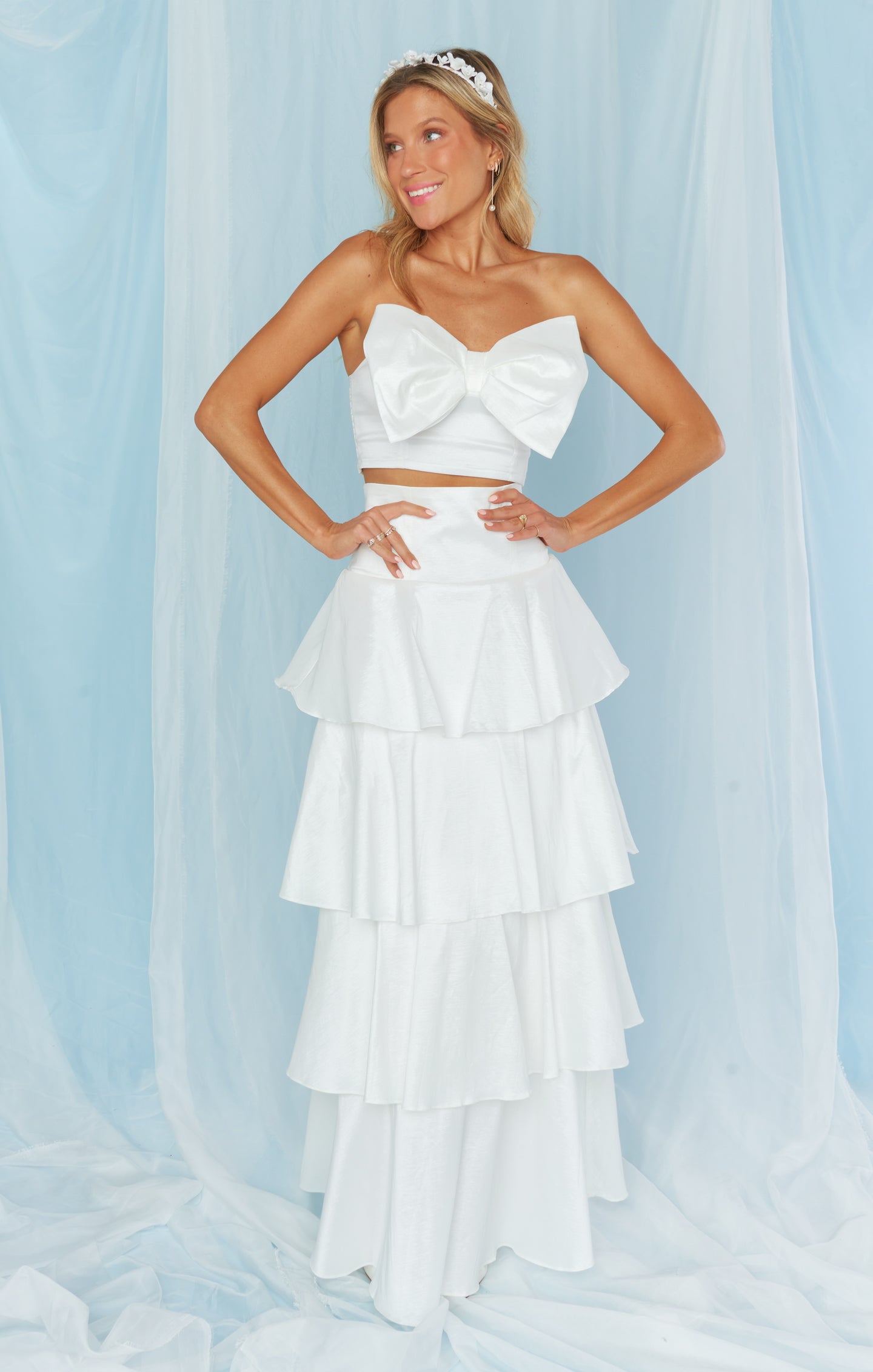 White Taffeta Swing Skirt for Bridal Events | Mumu x FashionPass