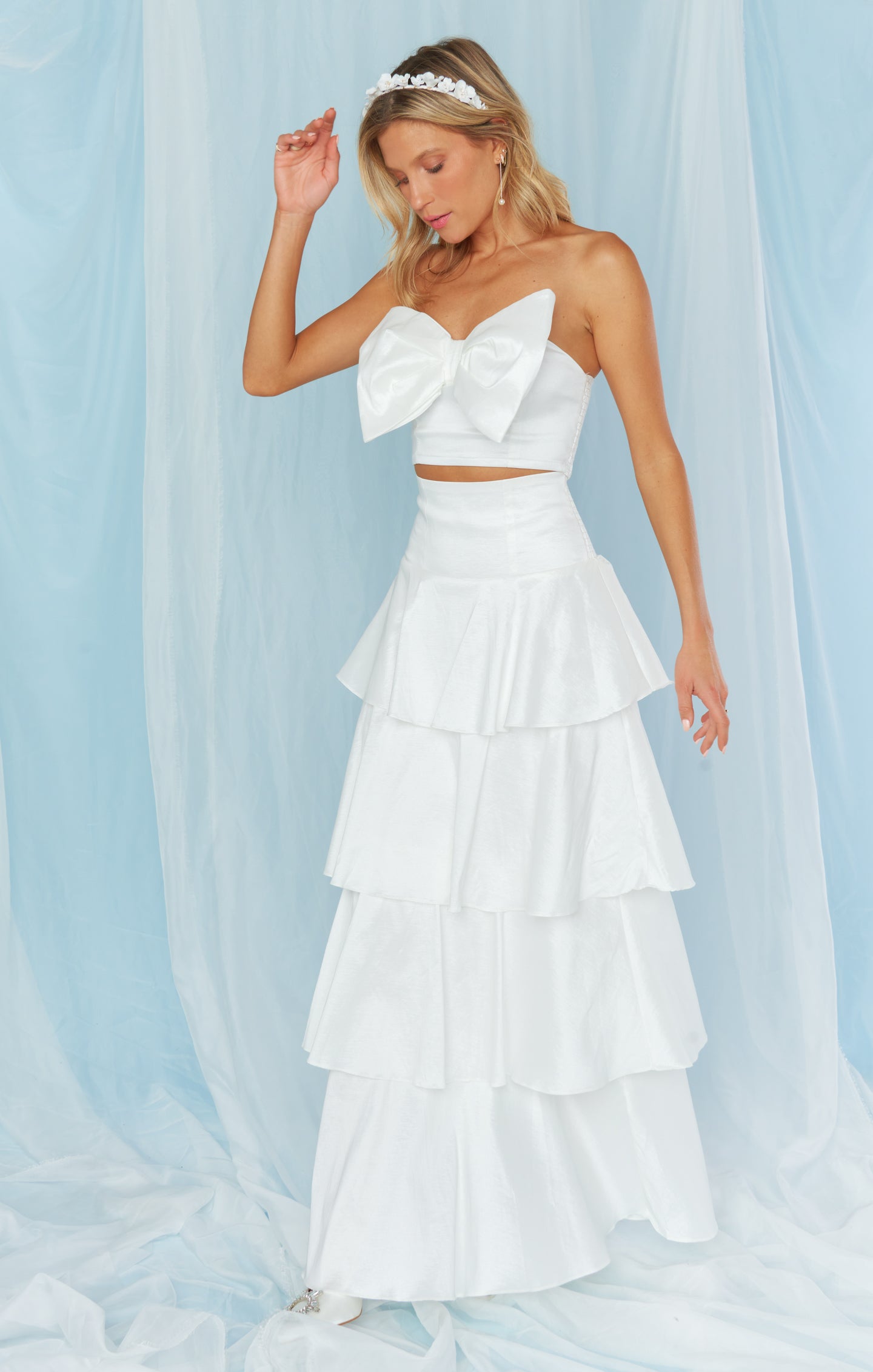 White Taffeta Swing Skirt for Bridal Events | Mumu x FashionPass