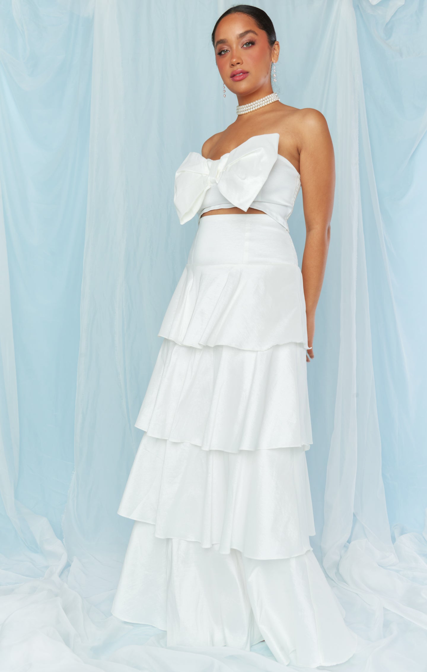 White Taffeta Swing Skirt for Bridal Events | Mumu x FashionPass