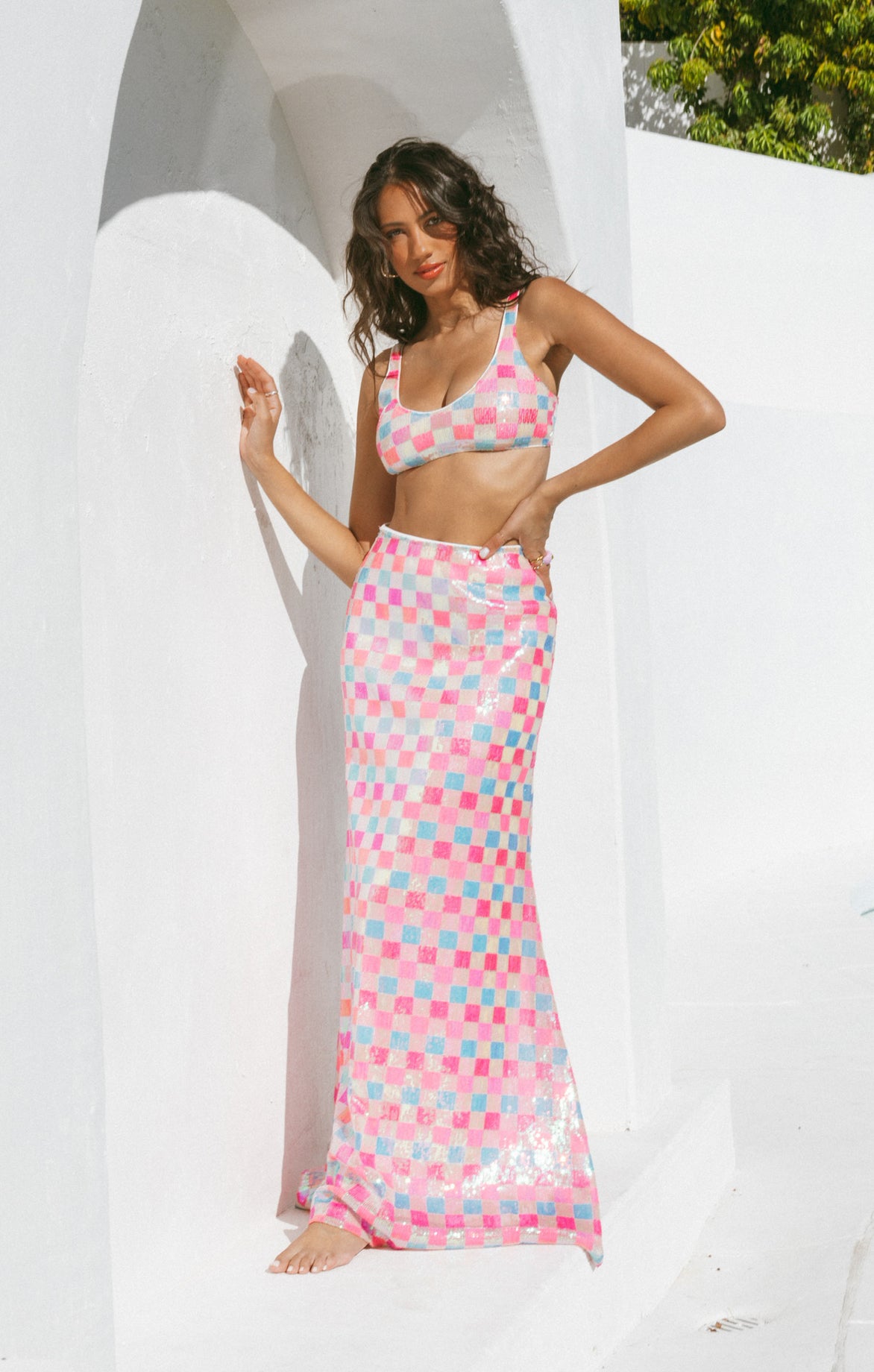 Checkered Sequin Party Skirt | RSVP Skirt