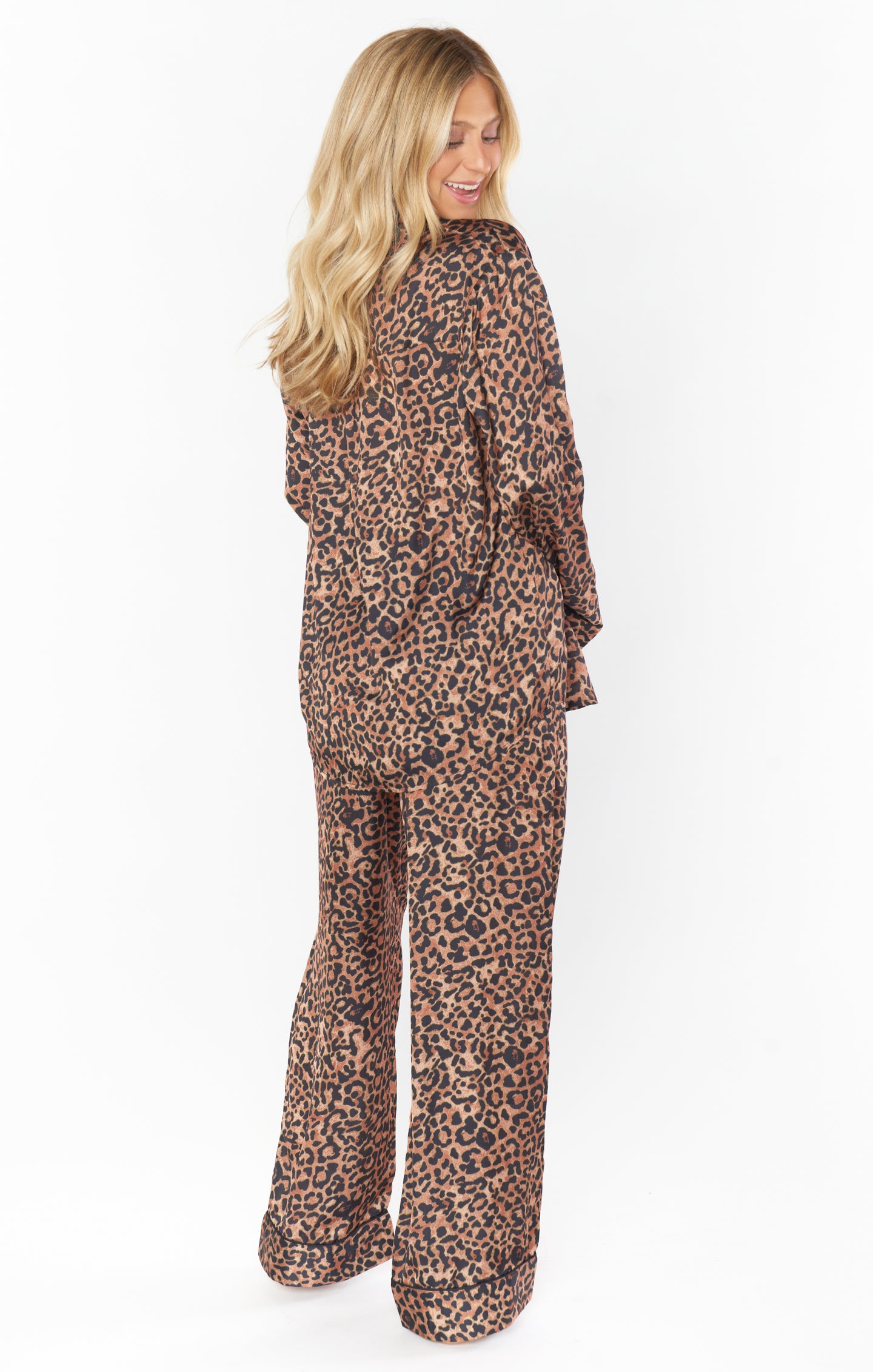 Classic Cheetah Print Pajama Set | Silky Button-Down PJs