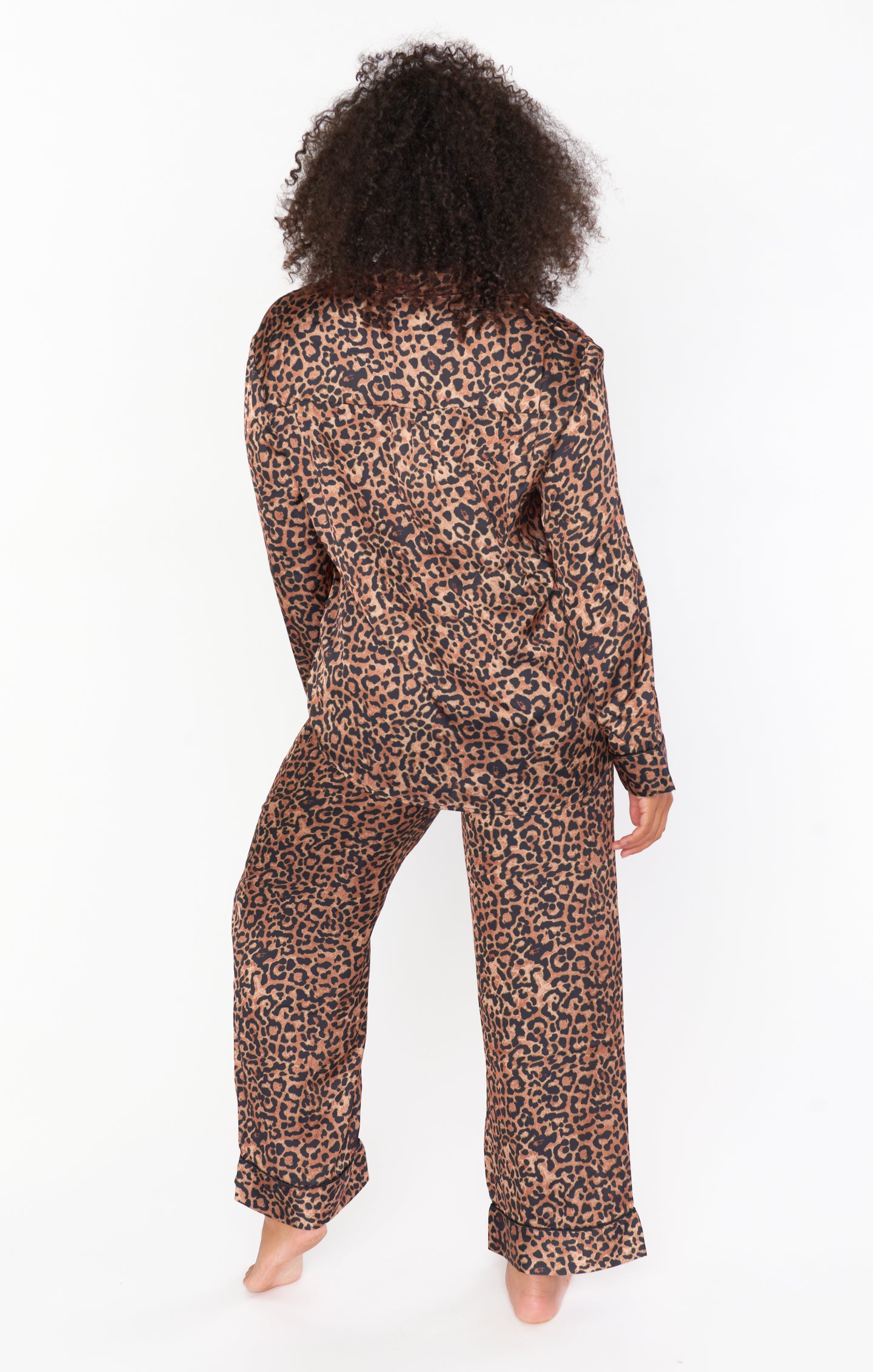Classic Cheetah Print Pajama Set | Silky Button-Down PJs