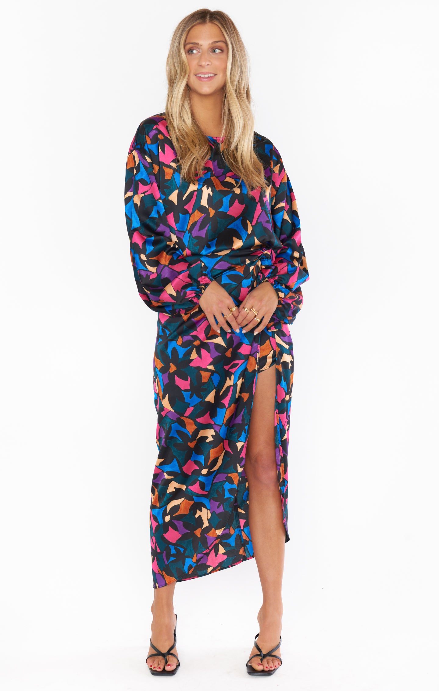 Luxe Satin Maxi Skirt with High-Low Layer | Mosaic Magic