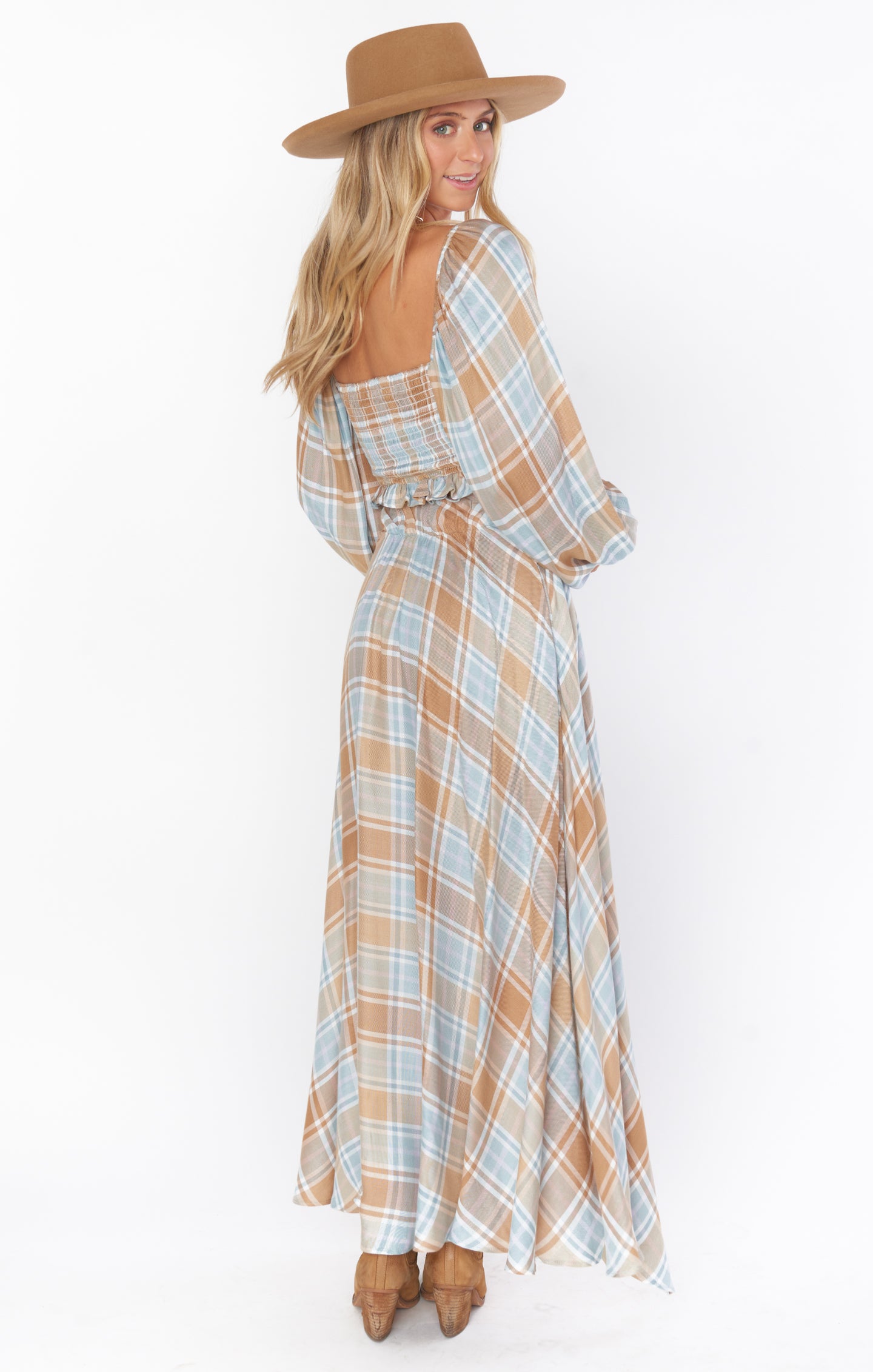 Plaid Midi Skirt with Elastic Waist & Pockets | Mariah